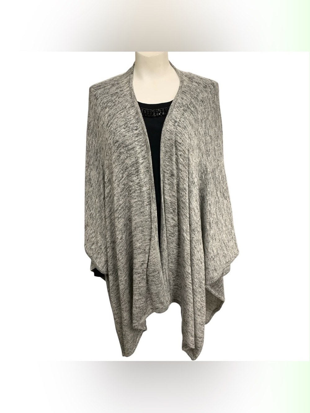 Garage Heather Gray Open-Front Draped Poncho Sweater Size M